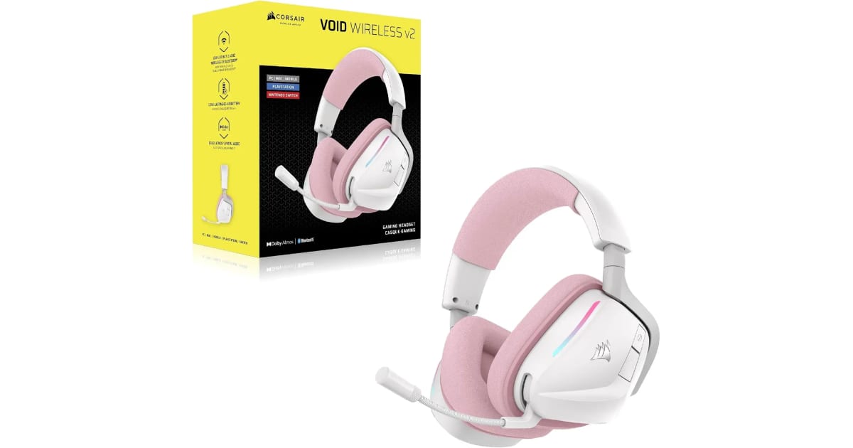 Headset Corsair VOID WIRELESS V2 BLANCOS/ROSADO